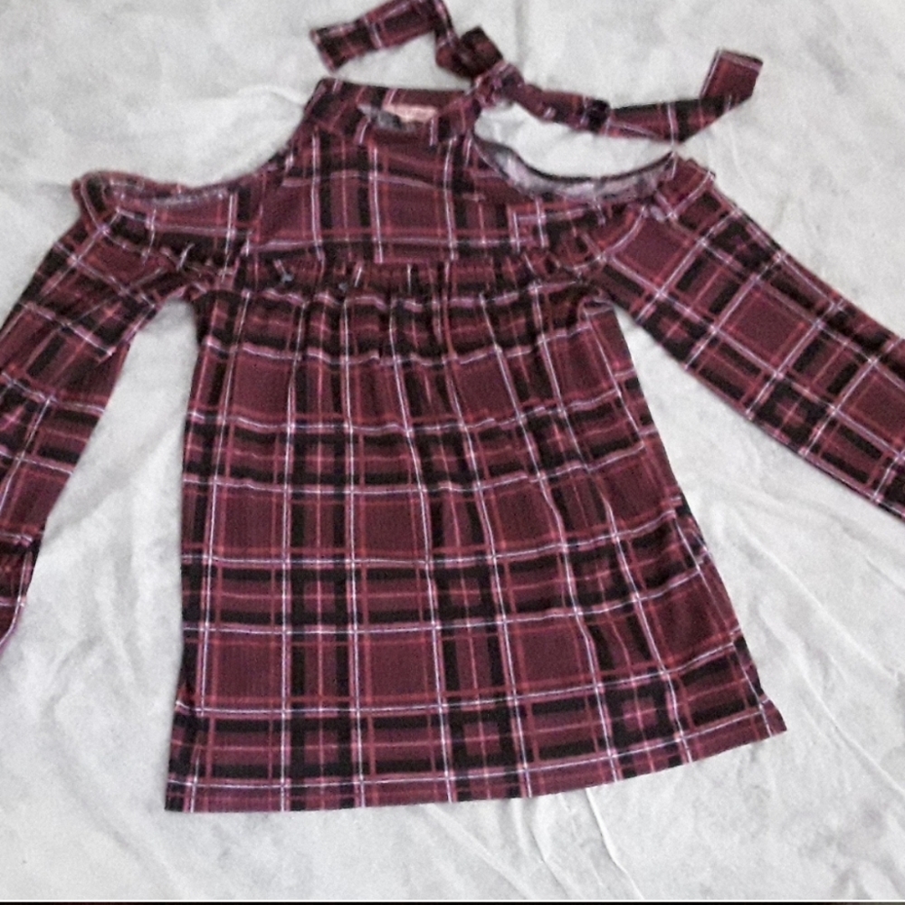 Y2K Juicy Couture Plaid Cold Shoulder Top